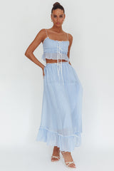 Maidens Tie Detail Overlock Maxi Skirt Cloud Blue