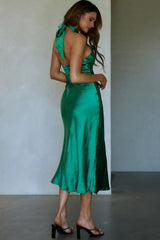 Je Reve Twist Halterneck Midi Dress Green