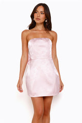 Best Of Fashion Strapless Satin Mini Dress Pink