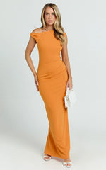Genie Maxi Dress Off The Shoulder Dress in Orange