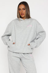 Love Me Tender Oversized Hoodie Dark Grey Marle