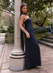 Under The Pagoda Maxi Dress - Black Polkadot