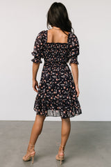 Azlyn Smocked Short Dress | Navy + Pink Floral