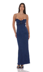 Lace Cutout Maxi Dress in Blue