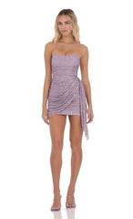 Strapless Sequin Tassel Corset Dress in Lilac