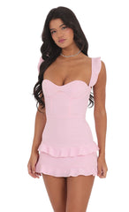 Ruffle Corset Dress in Pink