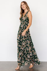 Imogen Maxi Dress | Deep Green Multi