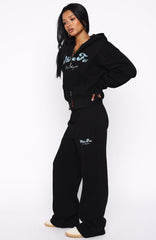 Through Thick And Thin Wide Leg Sweatpants Black